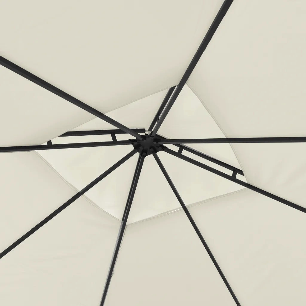 Gazebo con Tetto Doppio Estendibile 3x3x2,75 m Crema 180 g/mÂ²