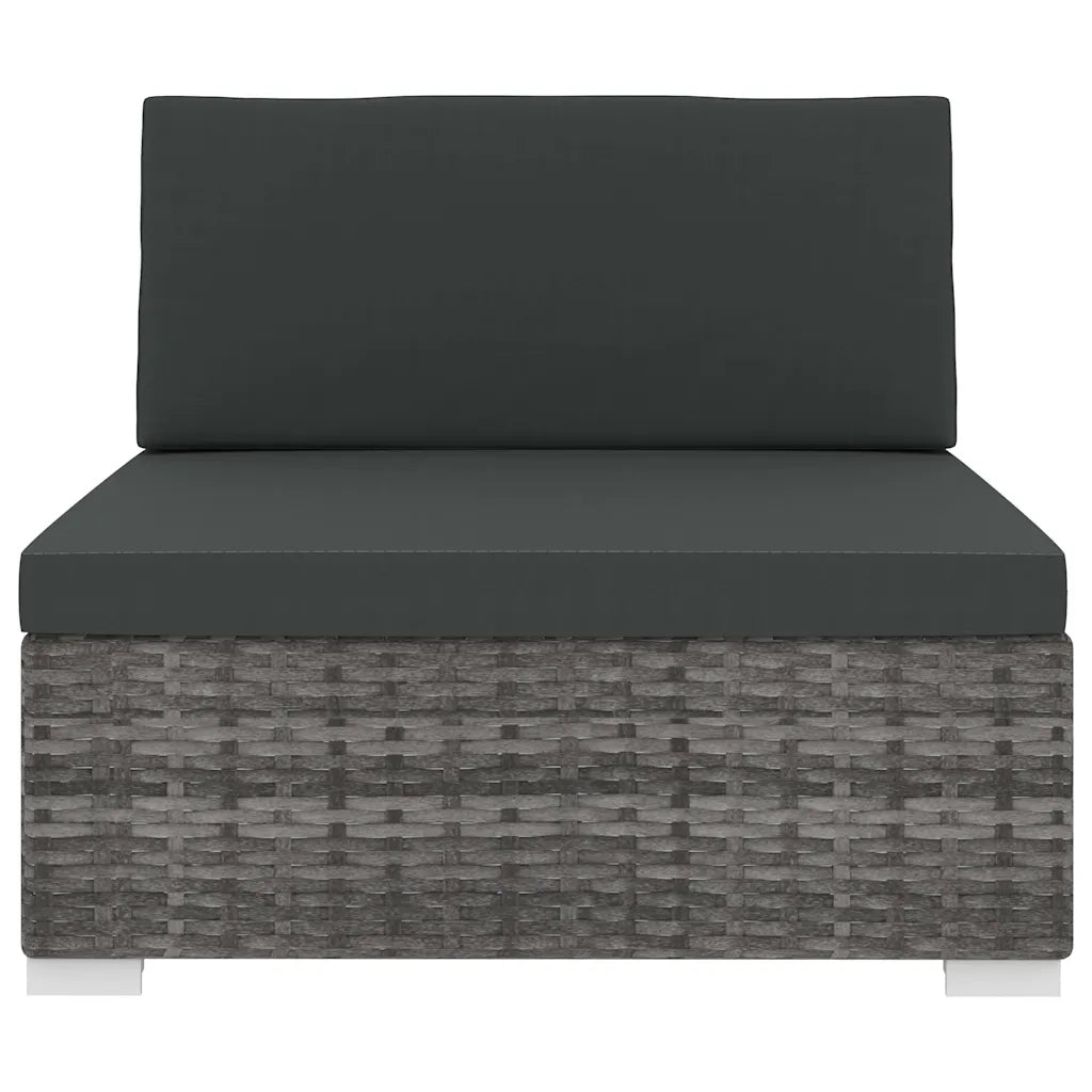 Sedie da Giardino-Seduta Centrale Modulare 1 pz con Cuscini in Polyrattan Grigio
