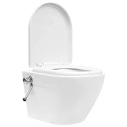 WC a Muro senza Bordo con Sciacquone Nascosto Ceramica Bianco 3055348