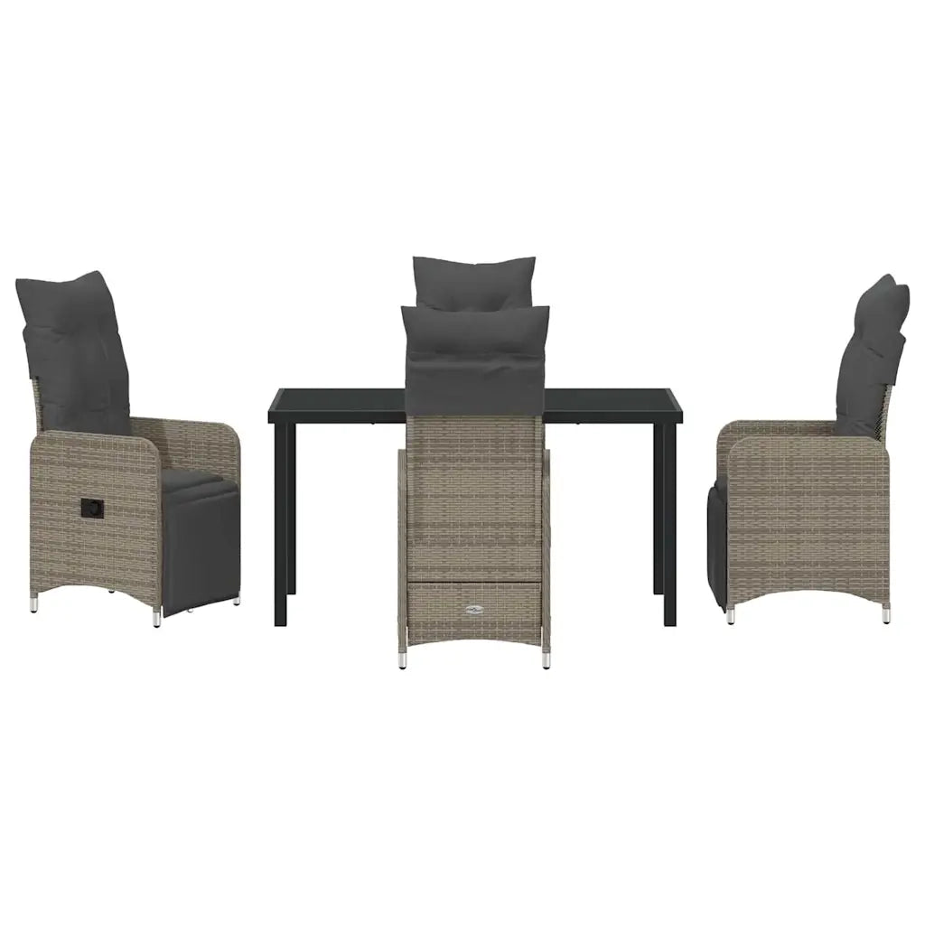 Set da Pranzo per Giardino con cuscino 5 pcs Grigio polyrattan 3379676