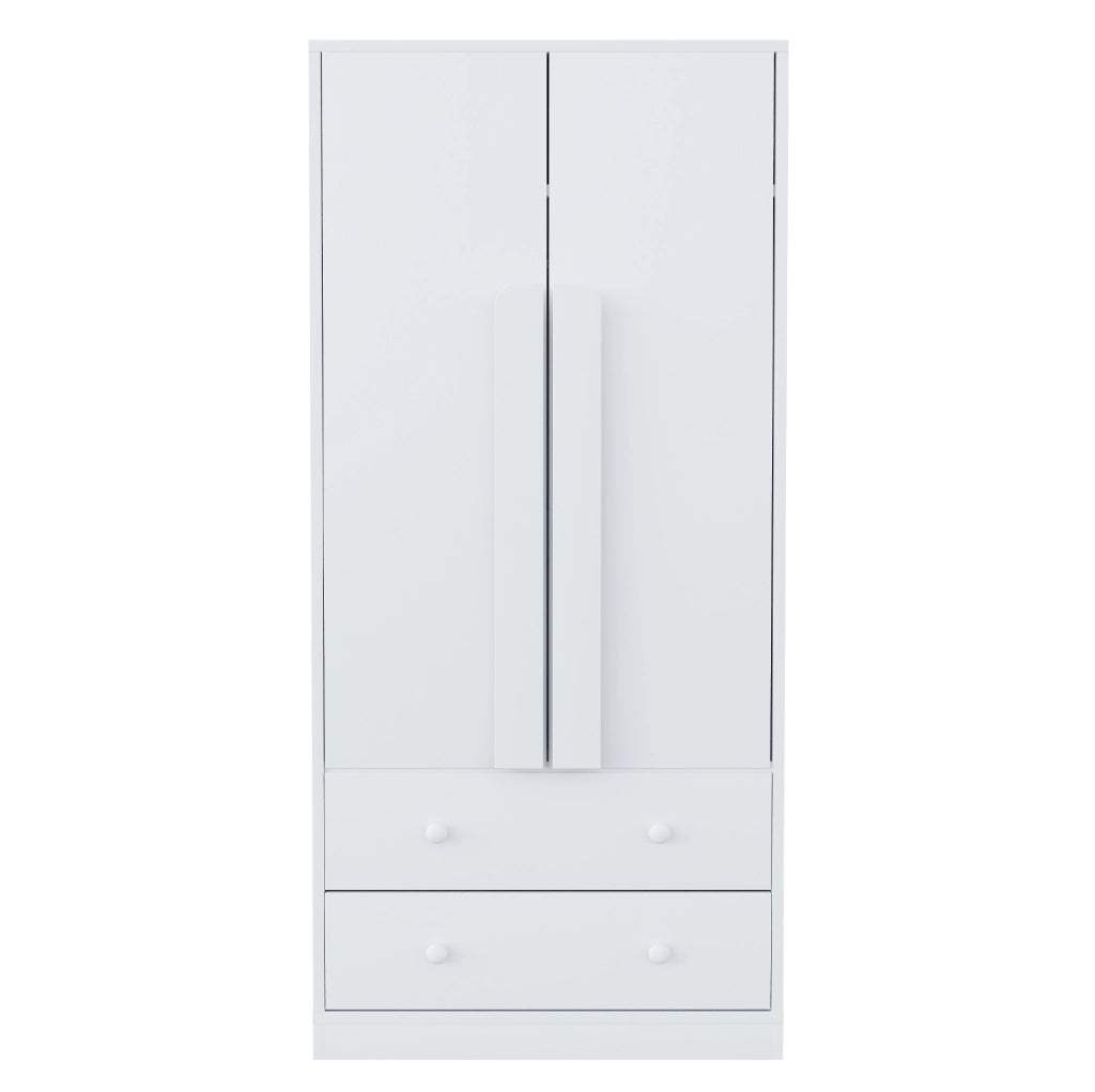 Armadio con doppia anta 70x40x170 cm; con 2 cassetti; bianco