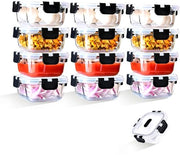 Set di contenitori alimentari 320ml con coperchi da 12, contenitori di conservazione sigillabili in vetro con coperchi in vetro di borosilicato densificato