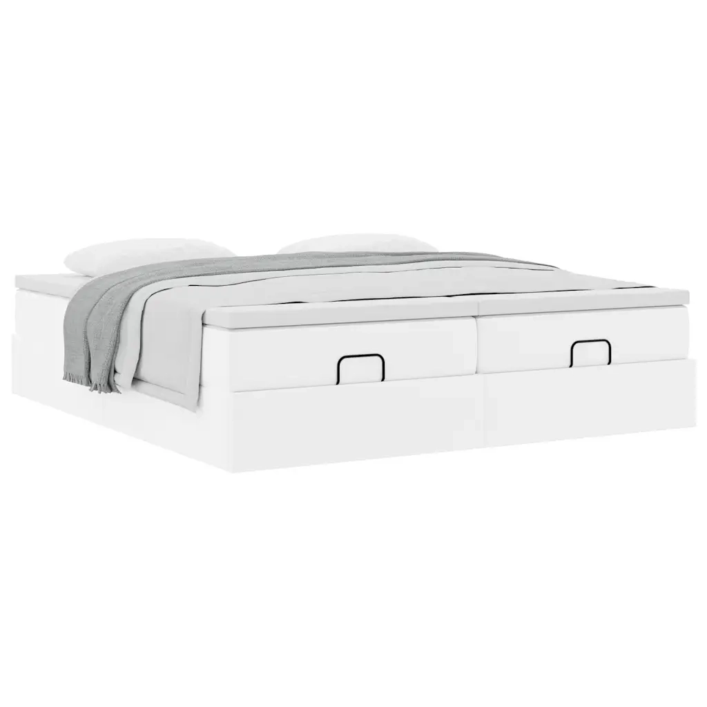 Struttura Letto Pouf con Materassi Bianco 180x200 cm Similpelle 3311225