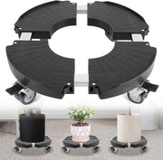 Rotolatore per piante circolare Ø 40-48 cm portata 200 kg - Regolabile e girevole 360 gradi - Nero - Per interni ed esterni