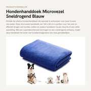 Asciugamano per cani - Microfibra - Assorbe velocemente - Blu - Assorbente - Adatto per animali domestici - 160 x 60 cm