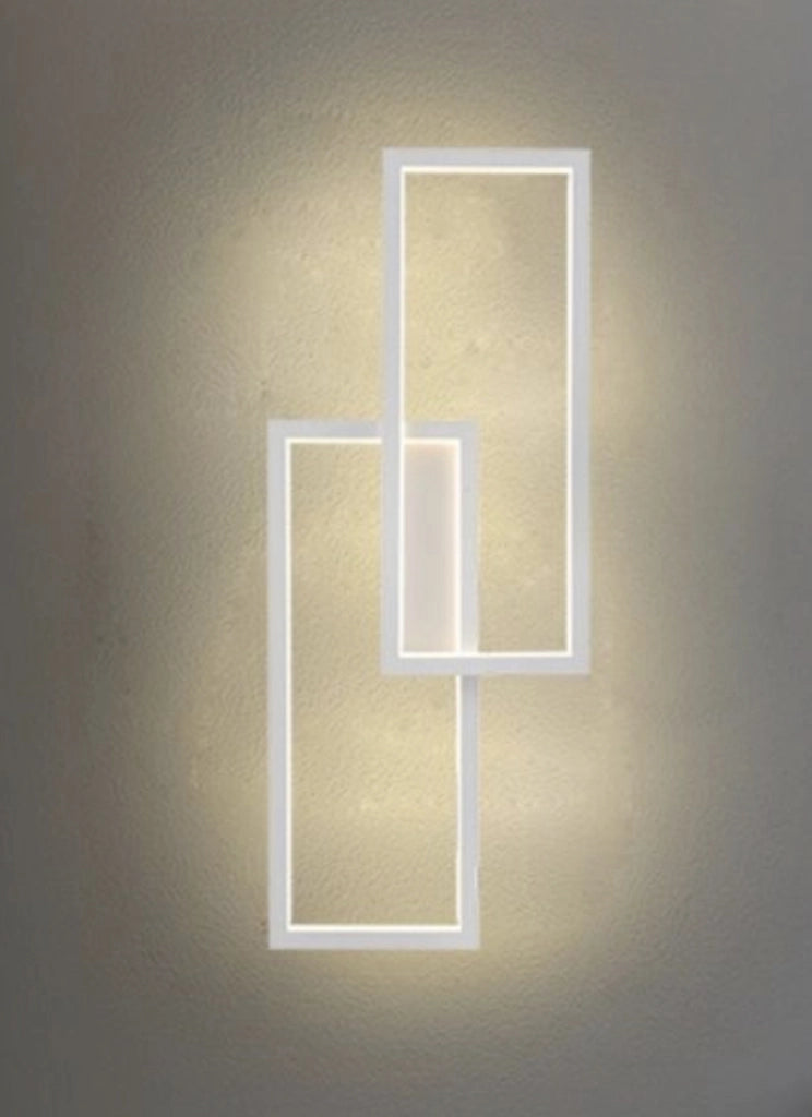 Applique Lampada da parete per interni luce muro a LED 32W moderna con doppio rettangolo luminoso Luce bianca naturale 4000k