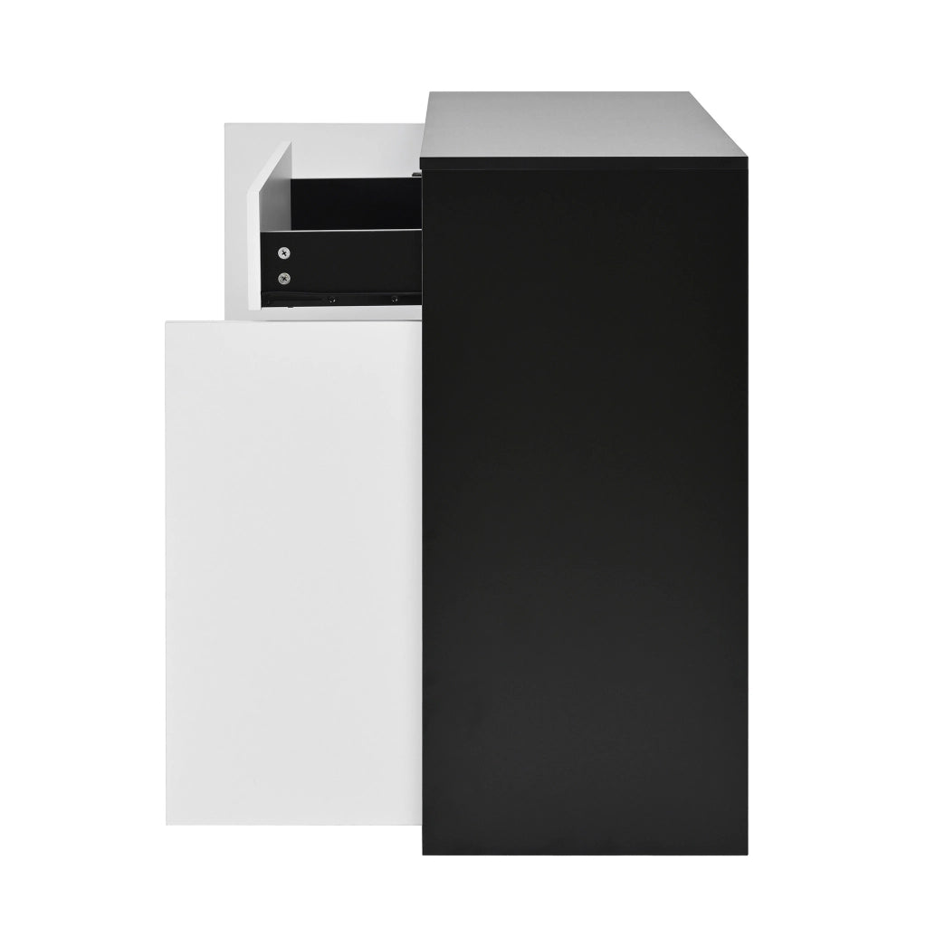 Scarpiera a 2 ante con cassetto e LED; bianco e nero; 105x39;5x86 cm