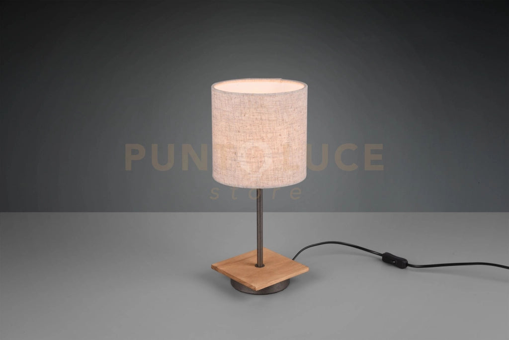 ELMAU LAMPADA DA TAVOLO BASE LEGNO CON PARALUME SABBIA H. 40CM 1 LUCE ATTACCO E14