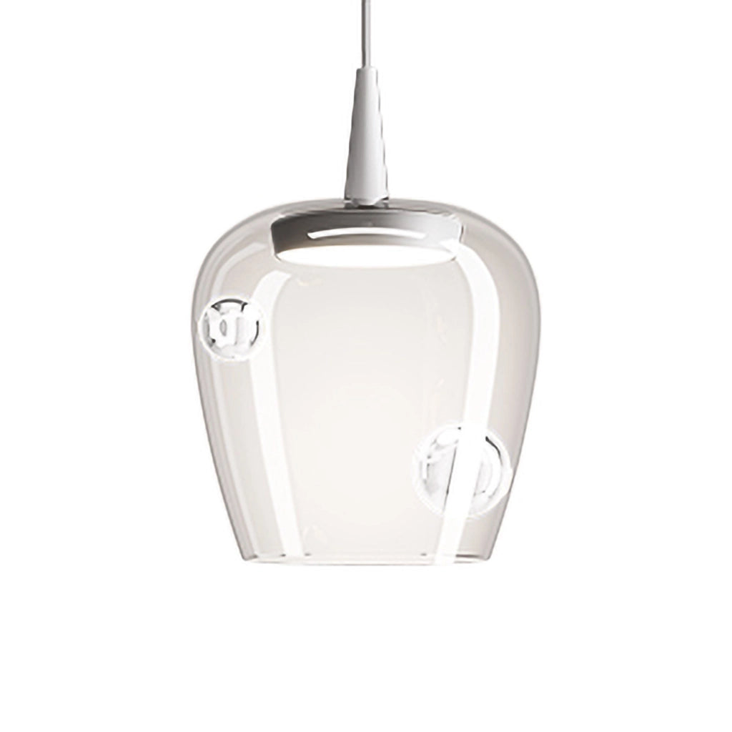 Zafferano Lampada a sospensione Bilia 230V LED 8W in vetro borosilicato soffiato a bocca diametro 18 cm colore Bianco Trasparente design moderno