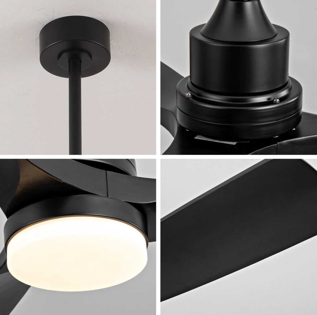 VENTILATORE DA SOFFITTO 132,08 cm con LED Dimmerabile Nero