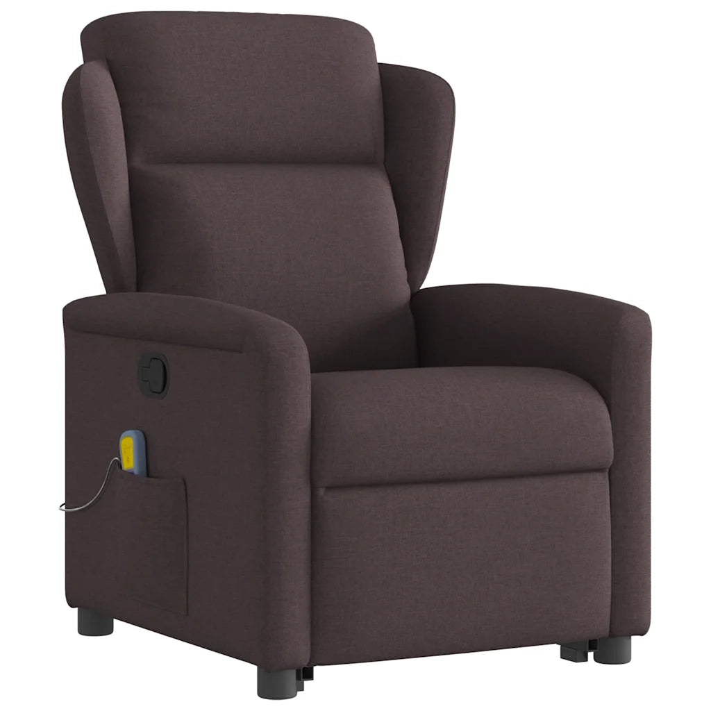 Poltrona Alzapersona Massaggi Reclinabile Marrone Scuro Tessuto 3303149