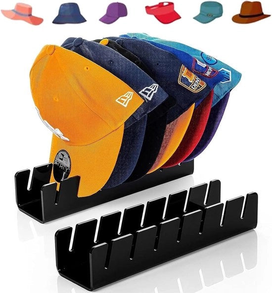 2 cappe per cappello, organizzatore per cappello in acrilico, supporto per cappello per pettorali da baseball, organizzatore per pettorali, offre spazio per 14 pettorali da baseball, per camera da letto, armadio, ufficio (nero)