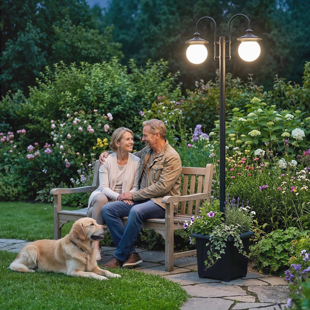 Lampada Solare da Giardino con Vaso ¨C zephmum ¨C 2 Luci IP44 Regolabile