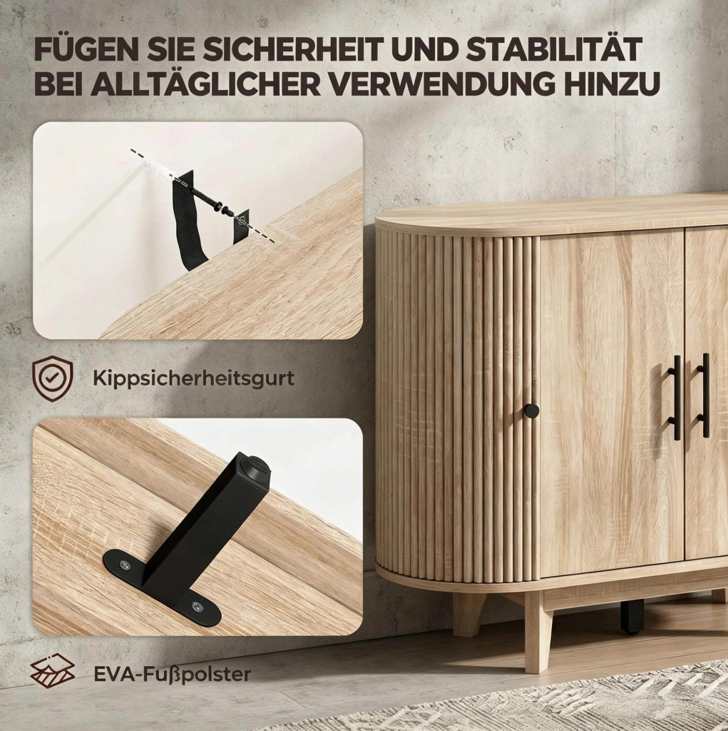 Buffet in MDF con effetto quercia e ripiani regolabili, 90x40x76 cm, colore nero