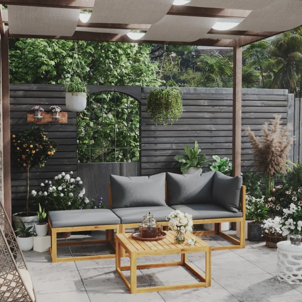 Set Divani da Giardino 4 pz con Cuscini in Massello di Acacia cod mxl 37818