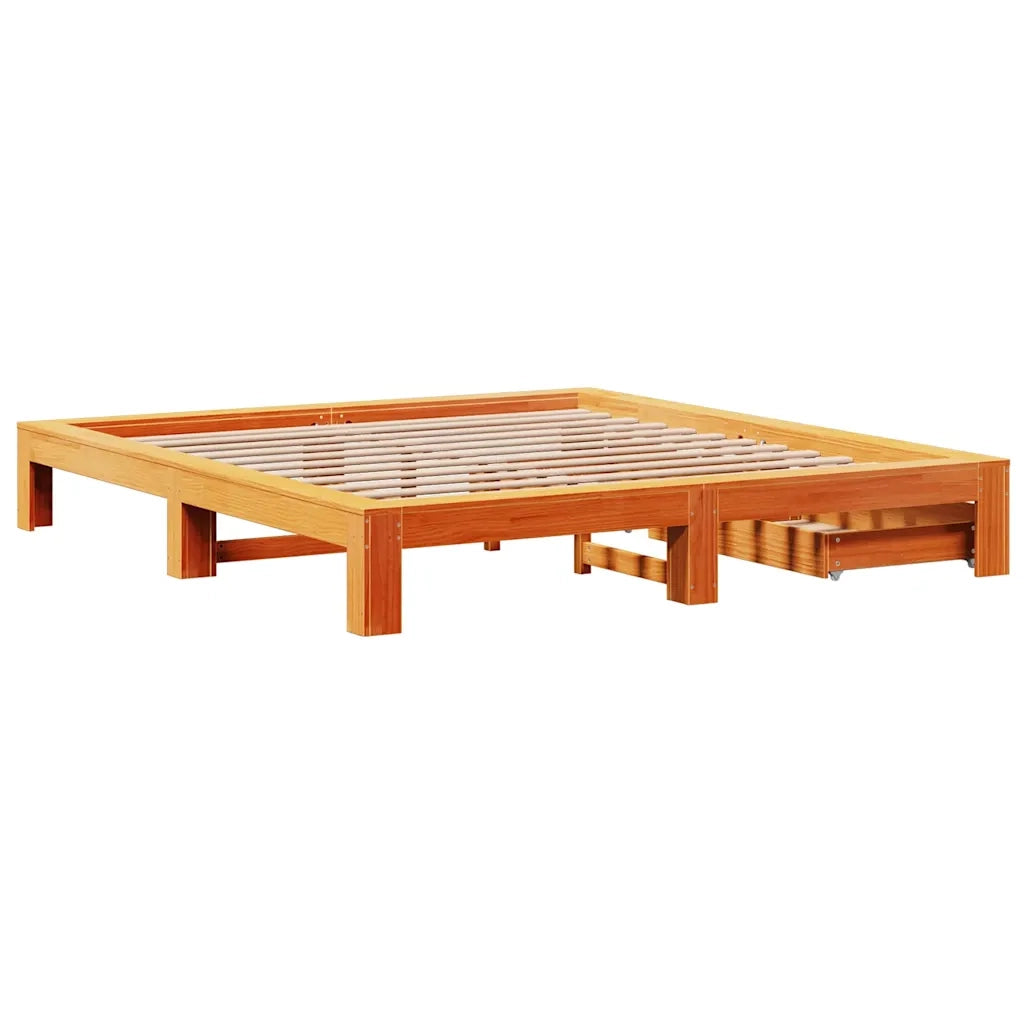 Giroletto senza Materasso Marrone Cera 180x200 cm Legno di Pino 3308992