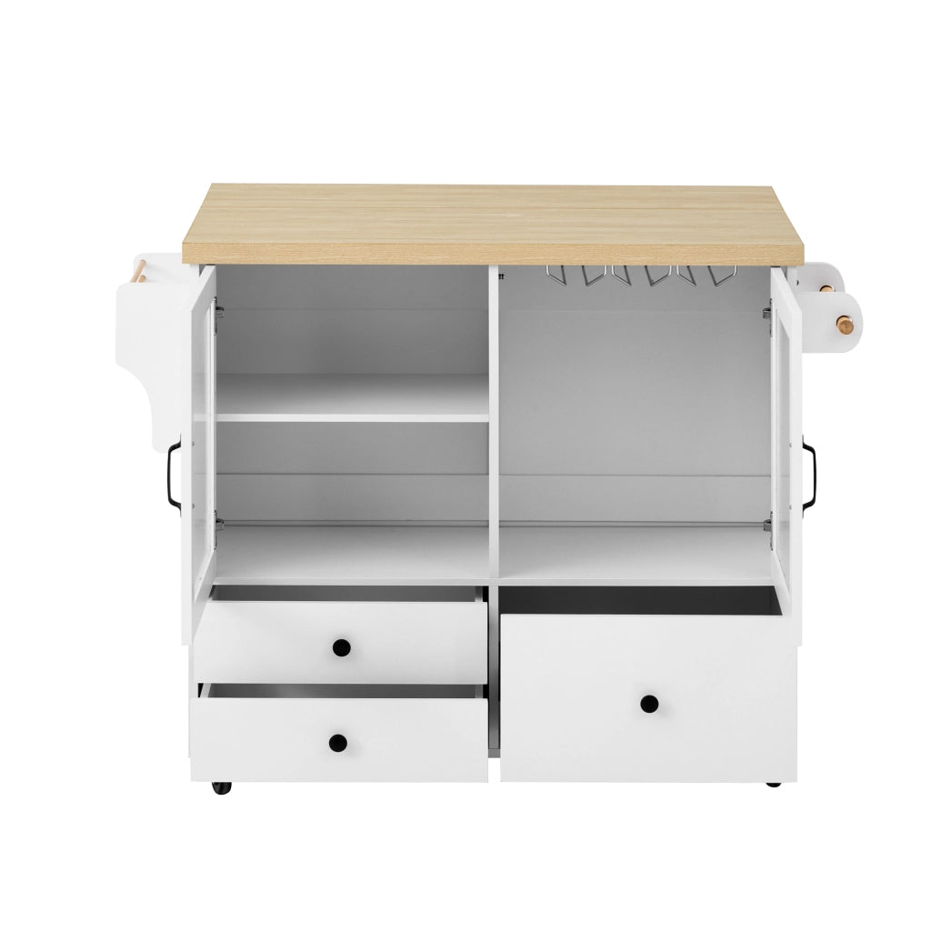 Isola da cucina mobile - Zephmum - Con tavolo estraibile, porta bottiglie e ruote