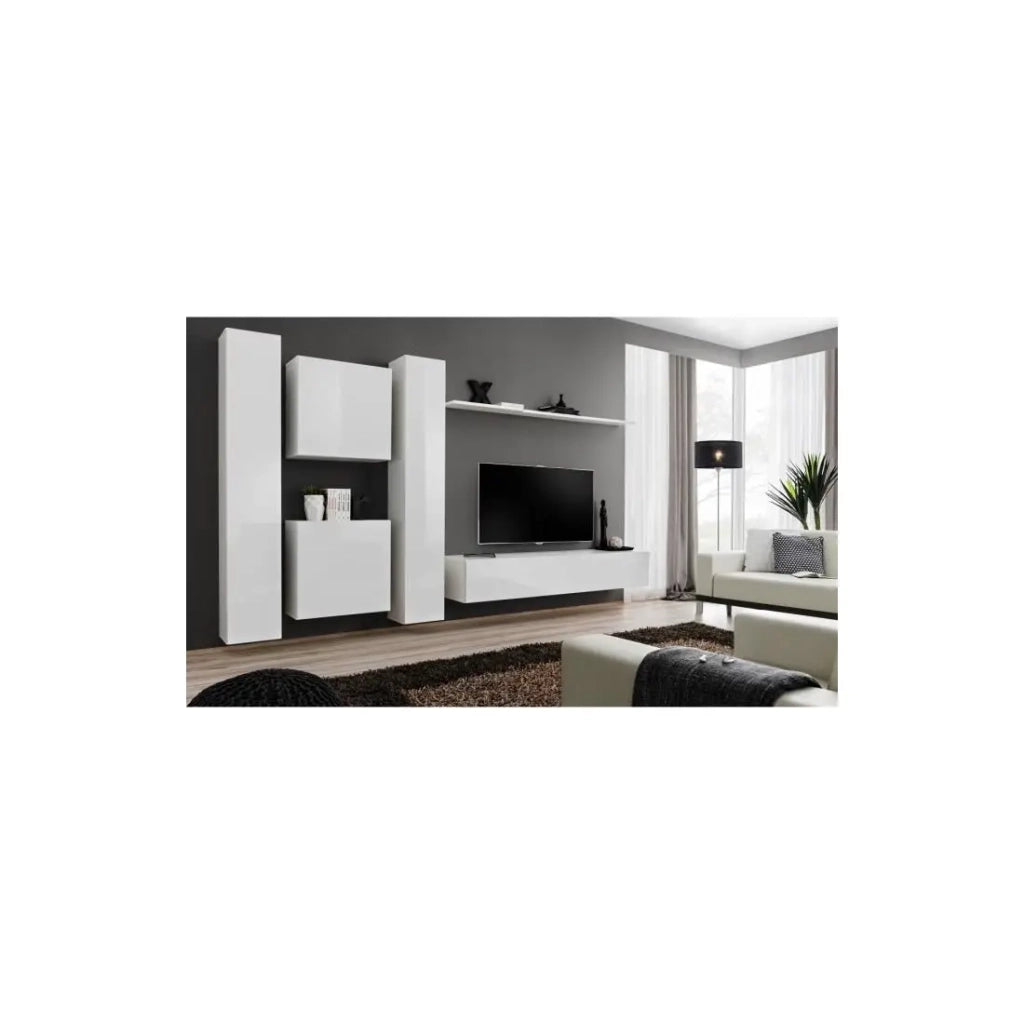 Set di mobili da salotto SWITCH VI design, colore bianco lucido.