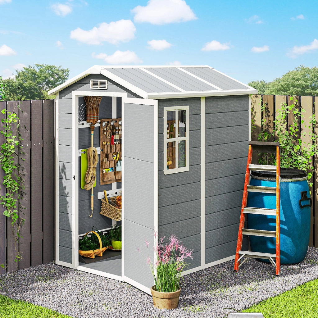 Casetta da Giardino in Resina ¨C zephmum ¨C Grigio 130x180 cm