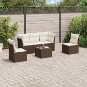Set Divano da Giardino 6 pz con Cuscini Marrone in Polyrattan 3249202