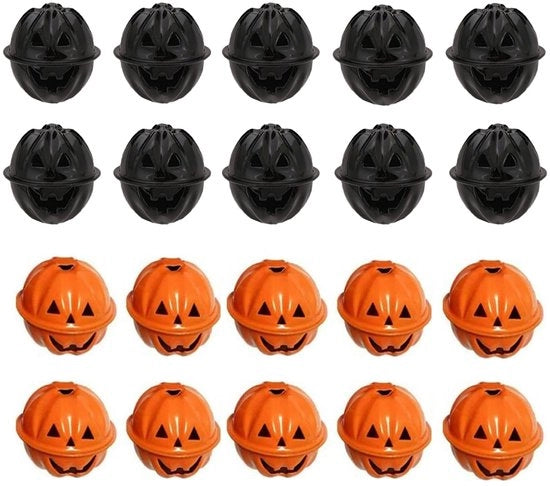 Decorazioni per Halloween - Mini Campane a Gomma - 20 Pezzi - Nero/Arancione - Suoni Felici - Campane in Metallo - Decorazione per Interni