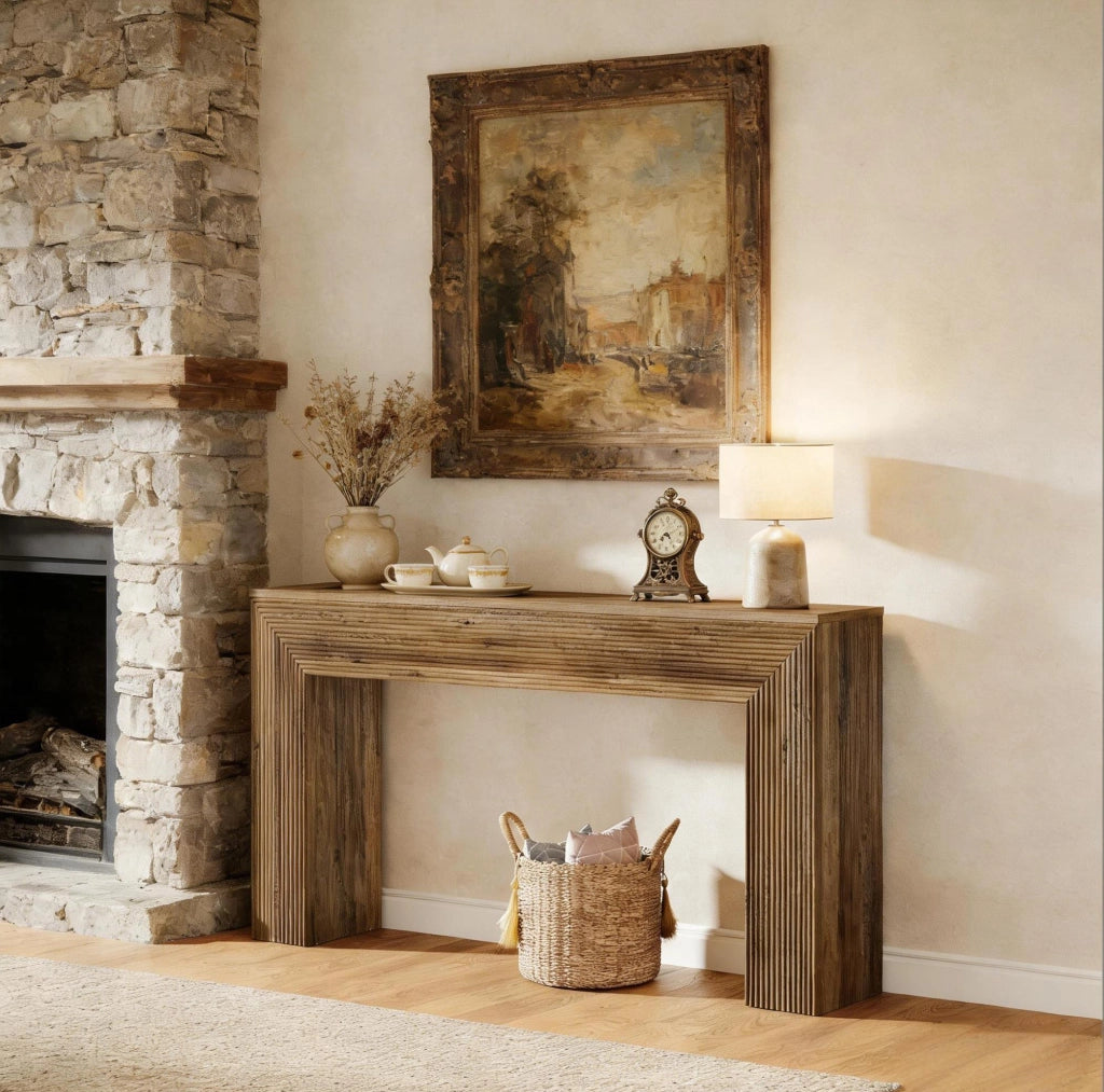 Tavolo consolle rustico marrone in MDF, piano da 160 x 30 cm