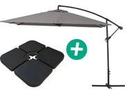 Ombrellone da giardino sospeso Alu "Ilios 3" - Quadrato - 3 x 3 m - grigio - Base inclusa