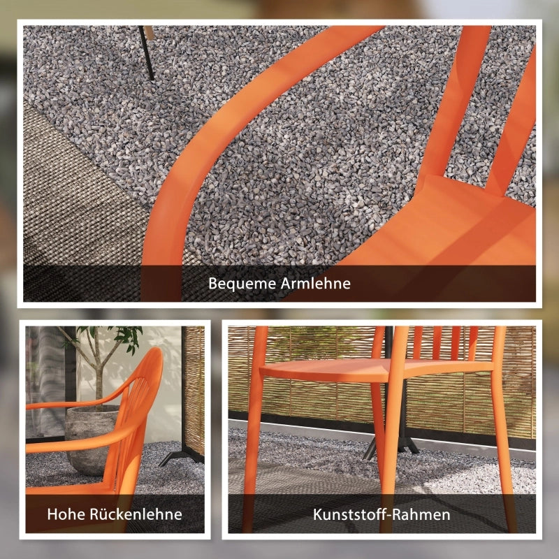 OKWISH Set da 4 Sedie da Giardino Impilabili con Braccioli e Schienale, per Terrazza e Balcone, Plastica Rossa