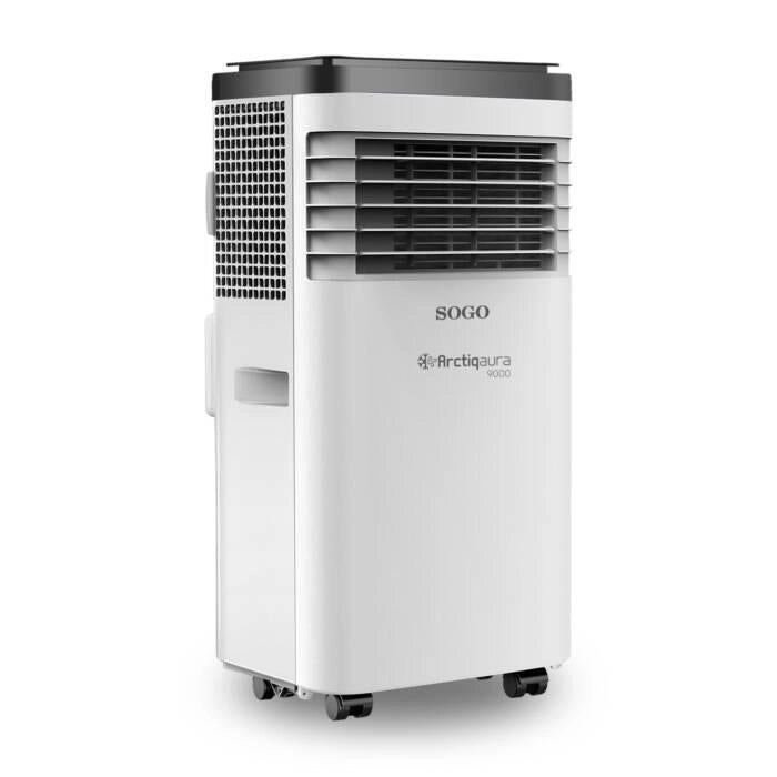 Condizionatore portatile 9000 BTU, 970W, display LED touch, funzione deumidificatore, 3 velocità, timer 24h - SOGO