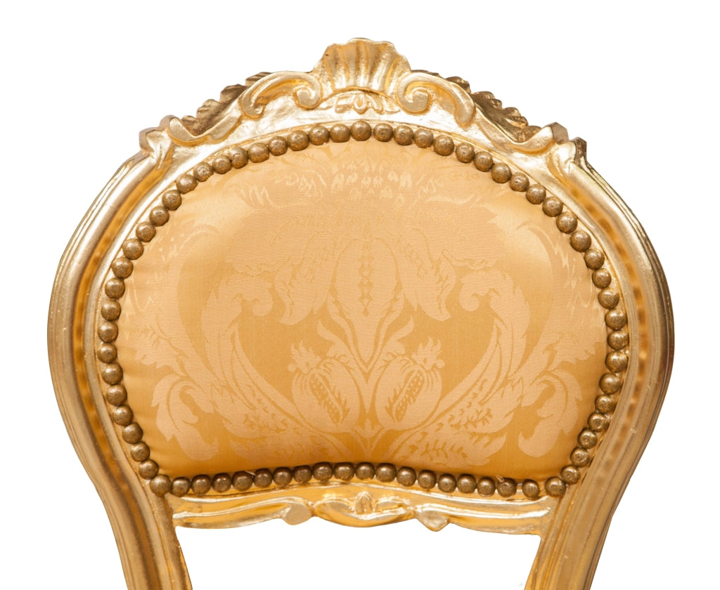 Biscottini Sedia stile francese Luigi XVI in legno massello di faggio ORO/ORO poltroncina