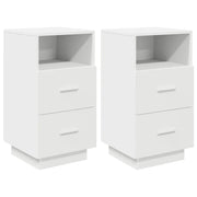 Comodini 2 pz con 2 Cassetti-Set di 2 Tavolino da notte Bianchi 36x36x68 cm