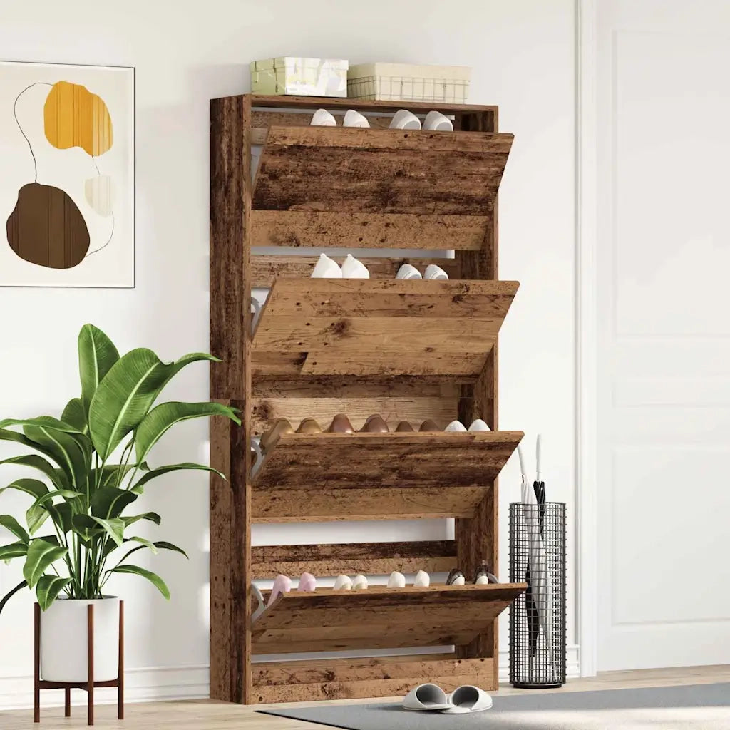 Mobile per scarpe con porta Legno vecchio 80 x 21 x 163,5 cm 3334025