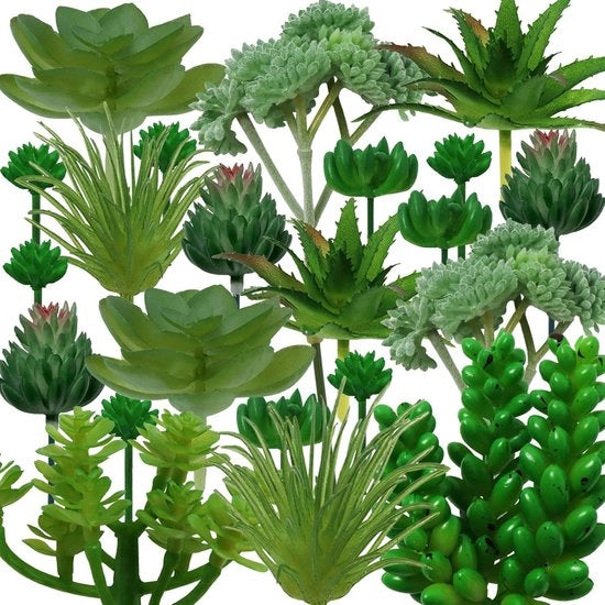 Set di piante artificiali da 22 pezzi per attività di fai da te - piante di finto grasso verde