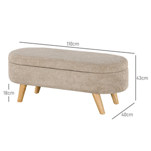 Panca Fondo Letto Imbottita con Vano Contenitore 110x40x43 cm Beige