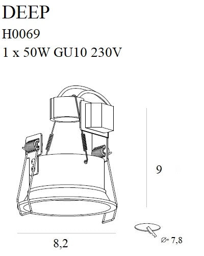 Faretto incasso tondo bianco GU10 50W DEEP Maxlight
