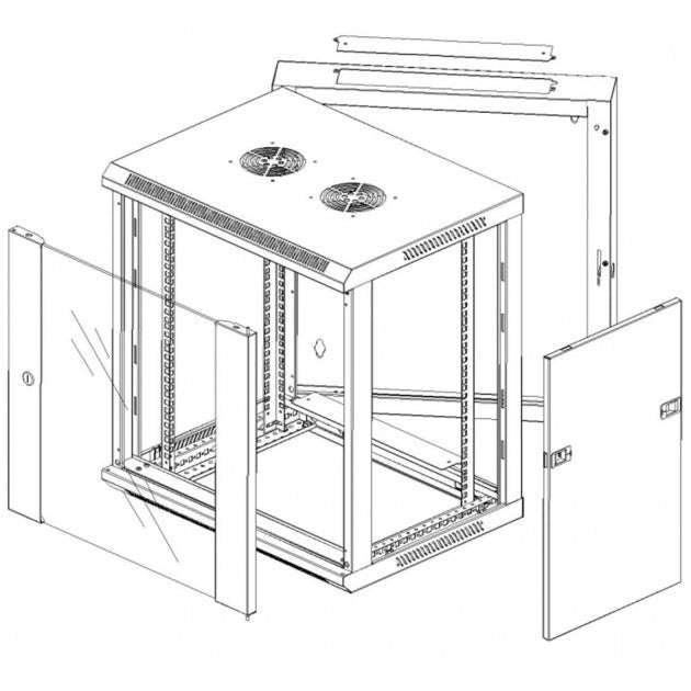 Armadio Rack 19'' a muro 15 unità due sezioni Grigio