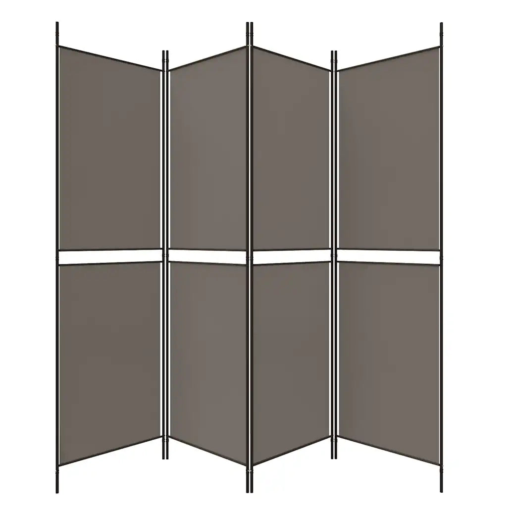 Divisorio a 4 Pannelli Antracite 200x220 cm Tessuto 350248