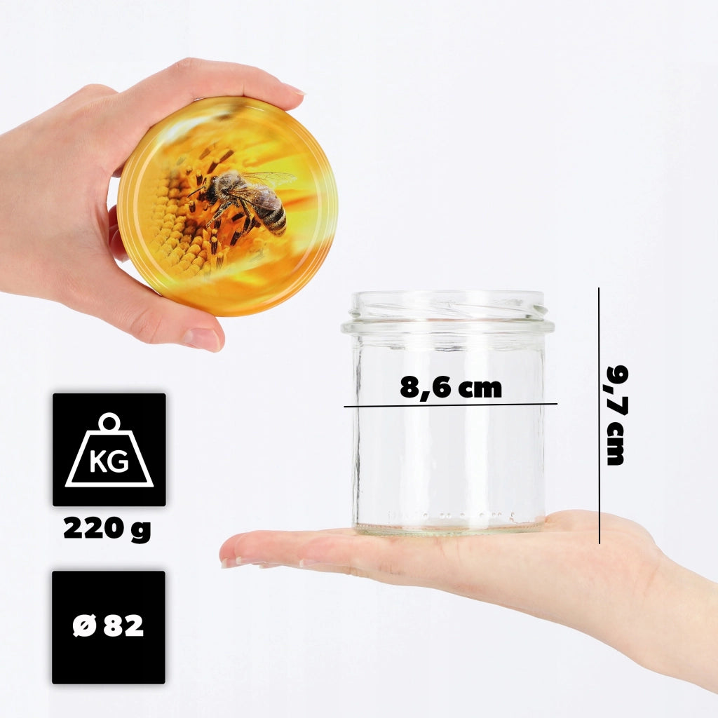 Barattoli di vetro KADAX Avila 350ml 50pz 82mm + coperchio "Ape"