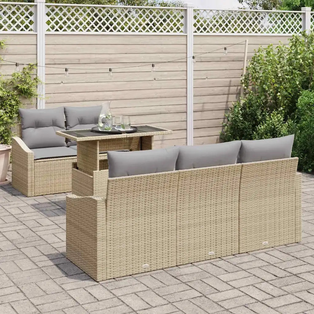 Set Divano da Giardino 6 pcs Beige e Grigio Chiaro polyrattan 3348916