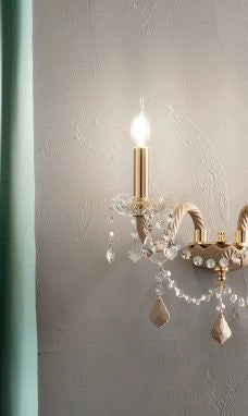 LAMPADARIO OPERA 6 LUCI TRASPARENTE E TORTORA ATTACCO E14 VETRO E CRISTALLO D.72cm