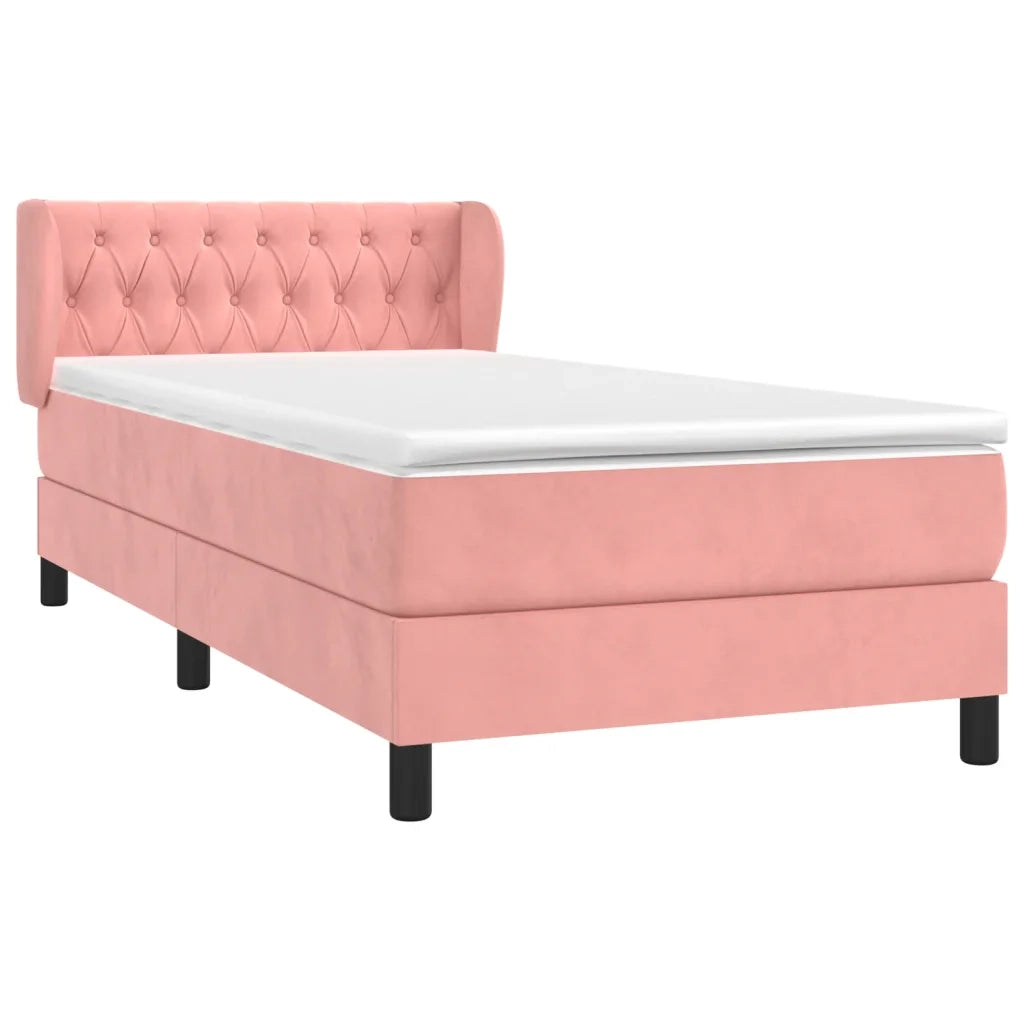 Giroletto a Molle con Materasso-Struttura Letto Rosa 90x190 cm in Velluto 970885