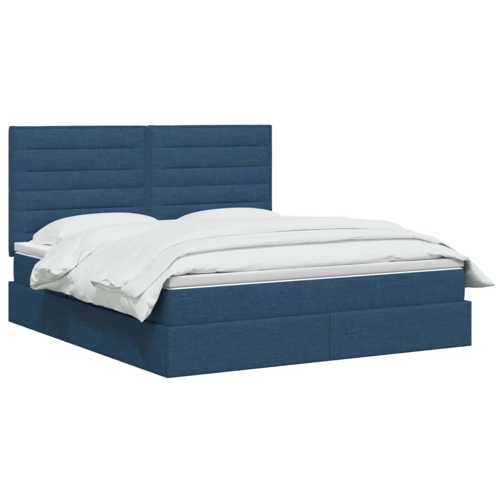 Letto con contenitore LED e materasso Blu 180 x 200 cm Tessuto 3459902