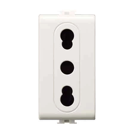 PRESA BIVALENTE 'EASY' 10/16A 250V 2P+T - Bianco - EC ELETTROCANALI