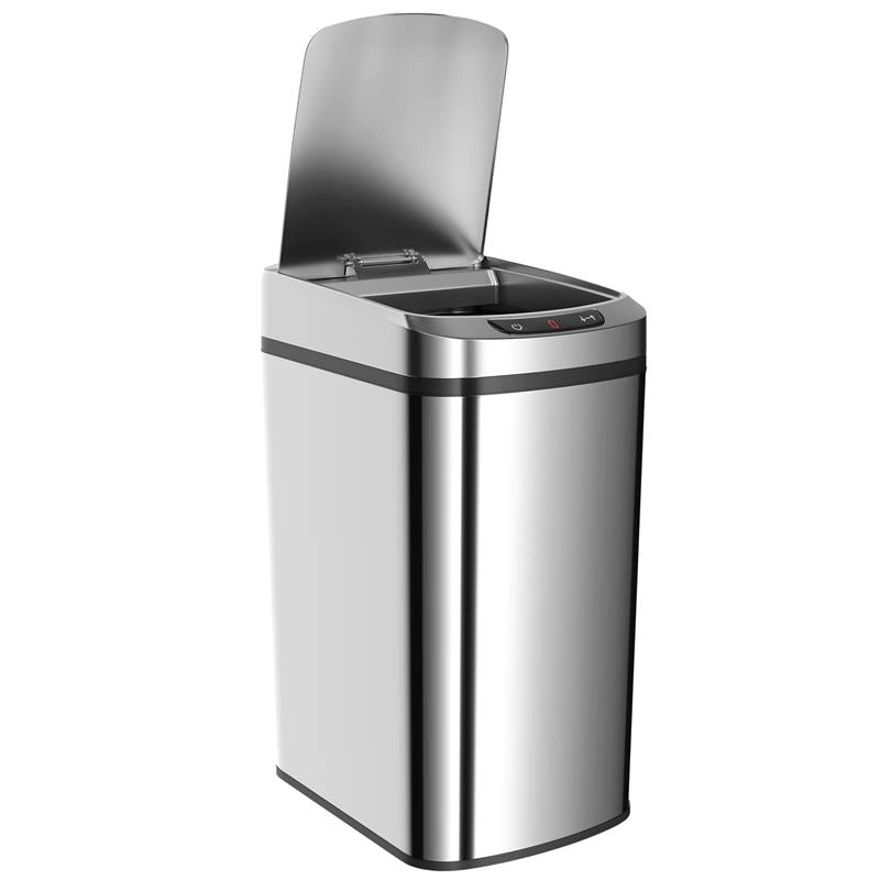 CESTINO RIFIUTI DA 12L A INFRAROSSI CON SECCHIO RIMOVIBILE, IN ACCIAIO INOX, ABS E PP, 28X22X41 CM, ARGENTO