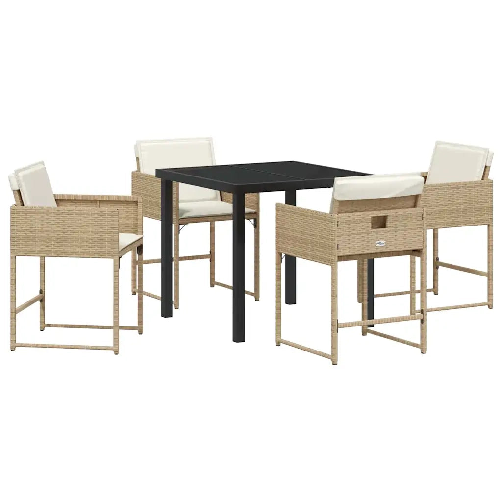 Set da Pranzo per Giardino 5 pcs Beige polyrattan