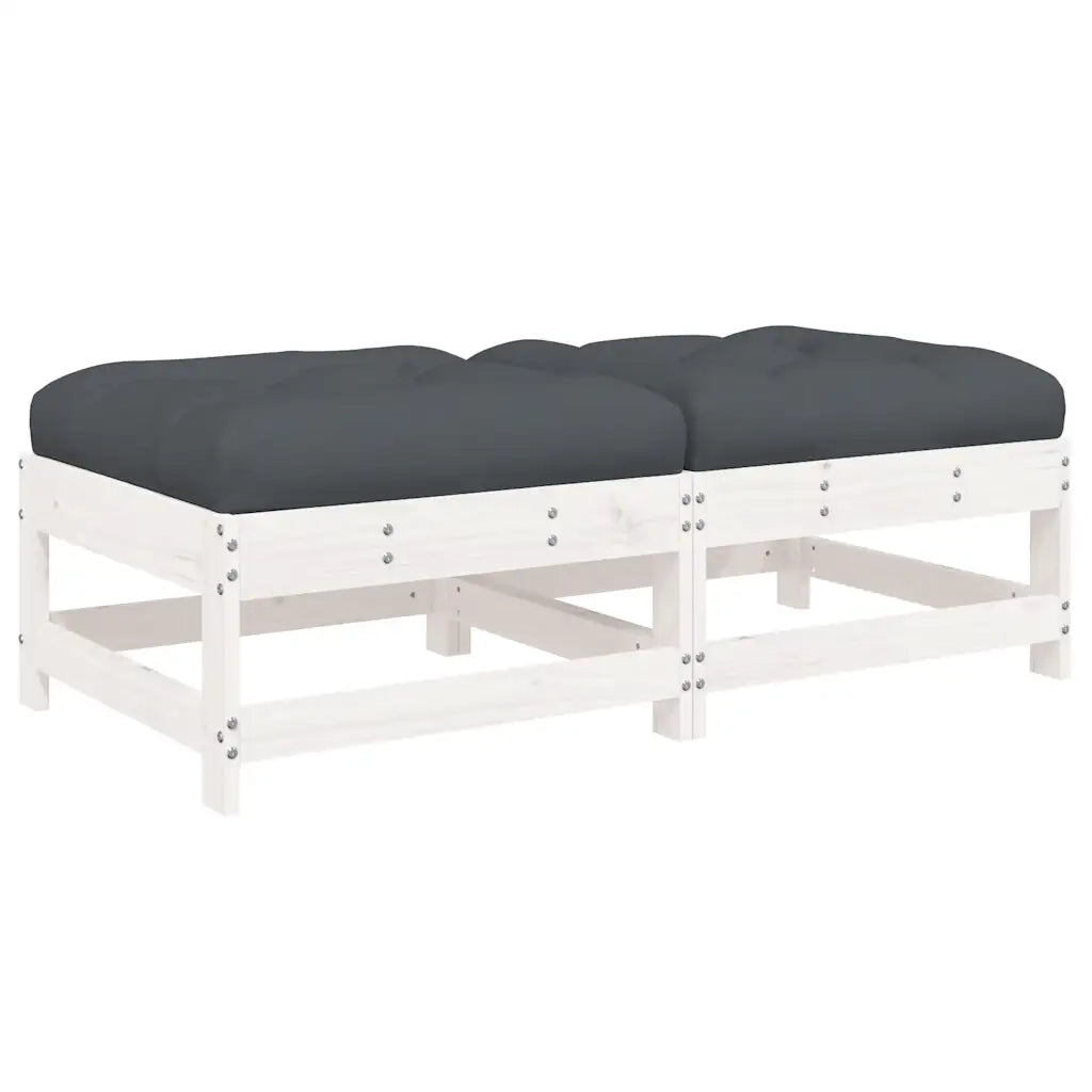 Sedia da giardino-Poggiapiedi Giardino con Cuscini 2pz Legno Massello Pino Bianco 373686