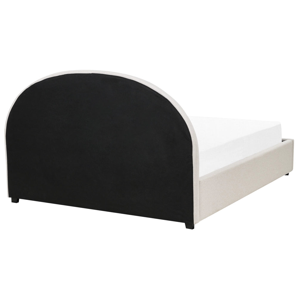 Letto matrimoniale contenitore minimalista beige chiaro 160 x 200 cm stile retrò minimalista