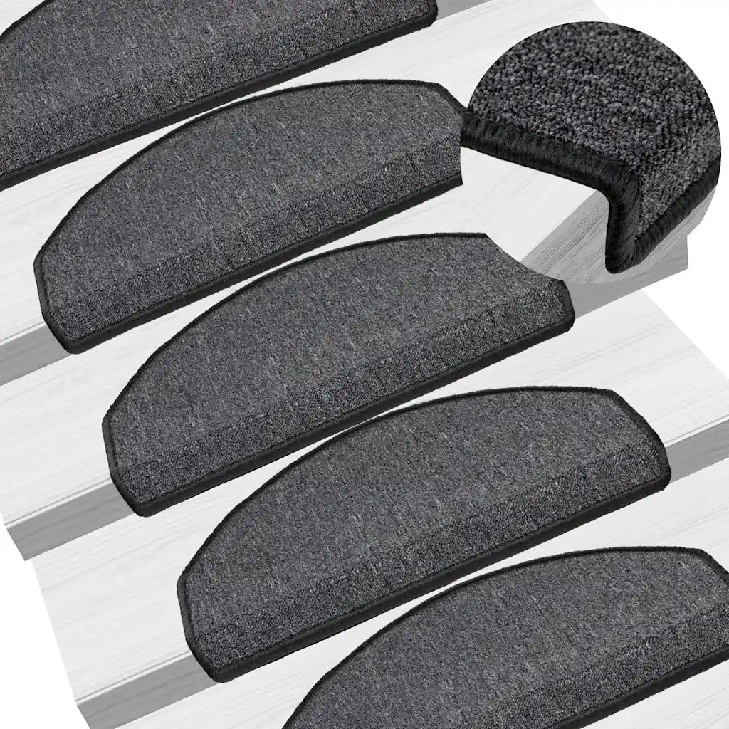 Tappetini per scale 30 pz 65x24x4 cm Antracite Semicircolari Grandi