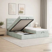 Letto Ottomano con Materasso e LED Grigio Chiaro 180 x 200 cm 3458496
