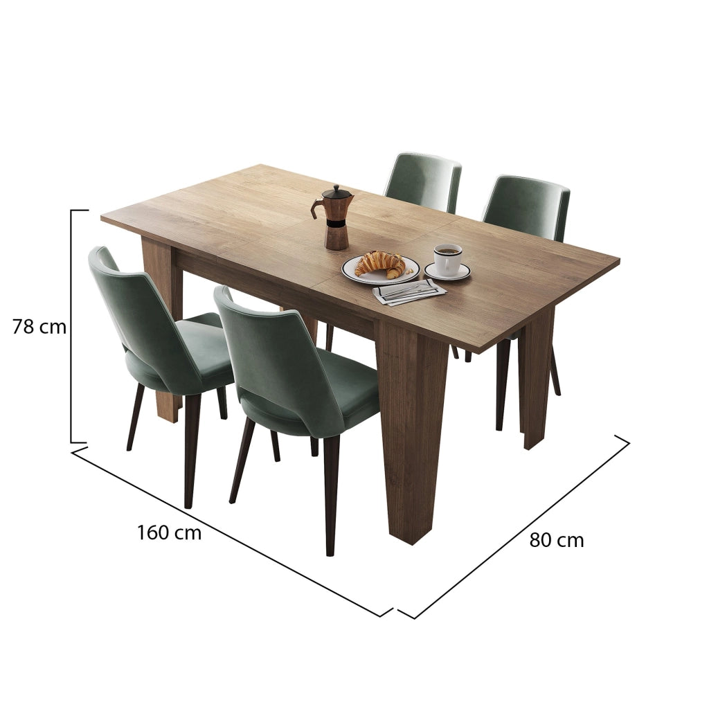 Pizzoli, Tavolo Allungabile Allungabile, 160x80x78h cm Marrone Noce